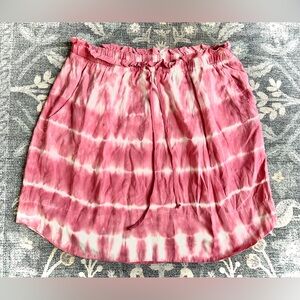 Cloth & Stone Pink White Tie Dye Dolphin Hem Drawstring Skirt